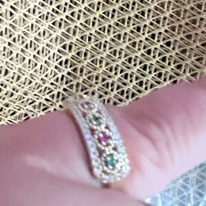 Gold plated Ring with Multicolor Gemstones
